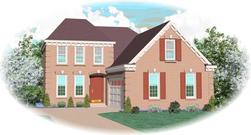 Front view of French home (ThePlanCollection: House Plan #170-3316)