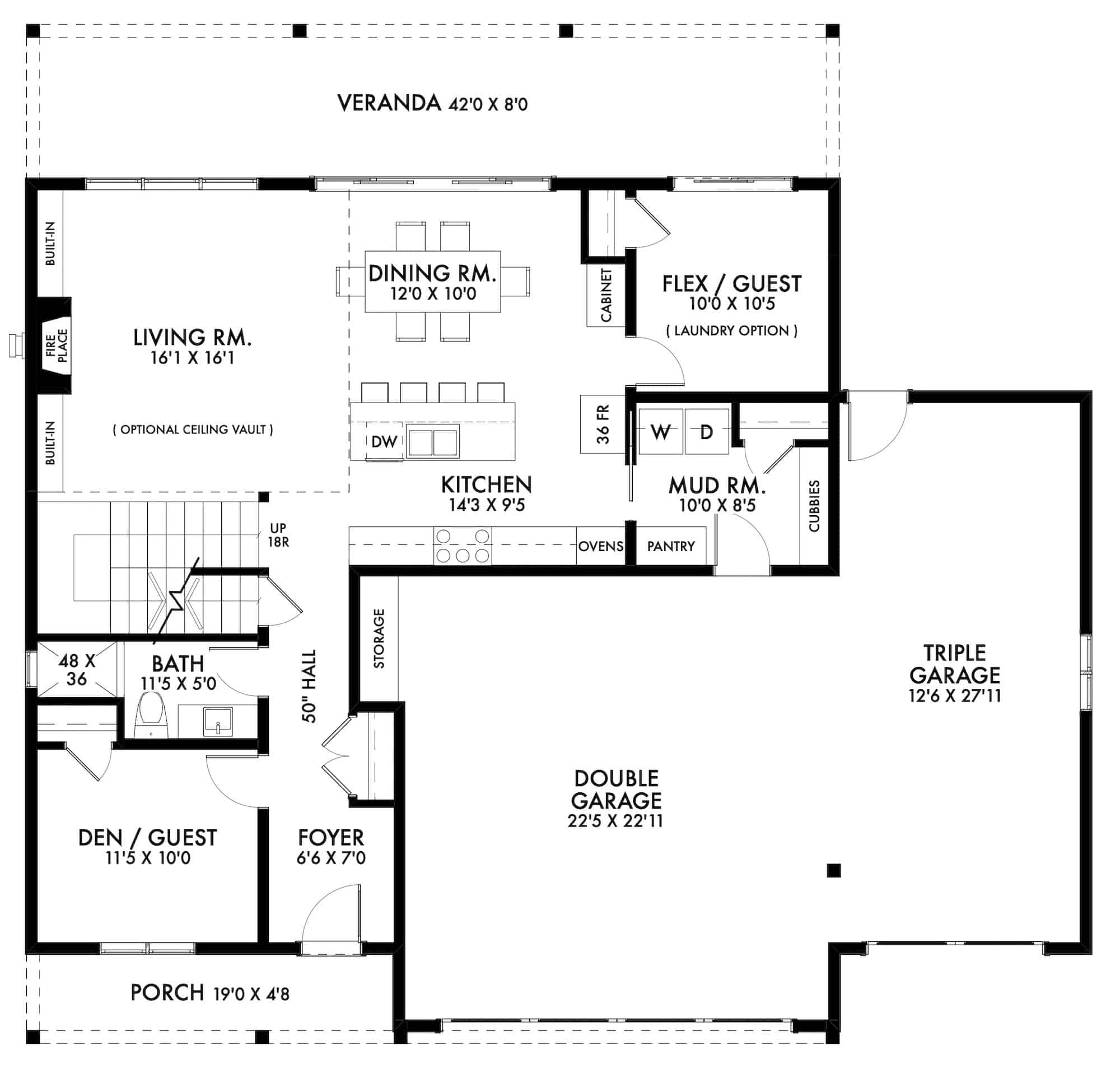 3-Car Garage Option Layout