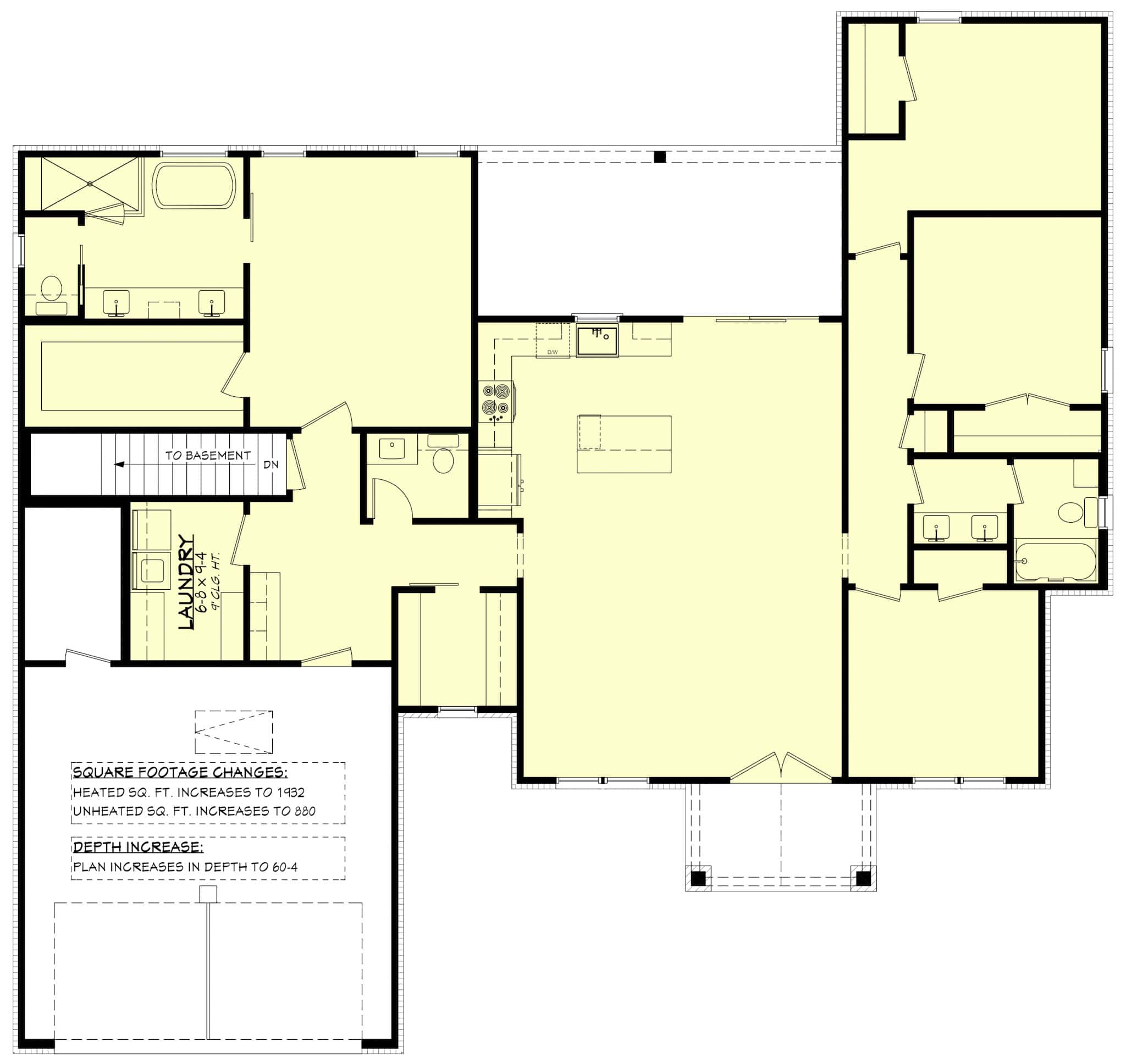 Contemporary Country Ranch Plan - 4 Bed, 2.5 Bath, 1899 SqFt #142-1489
