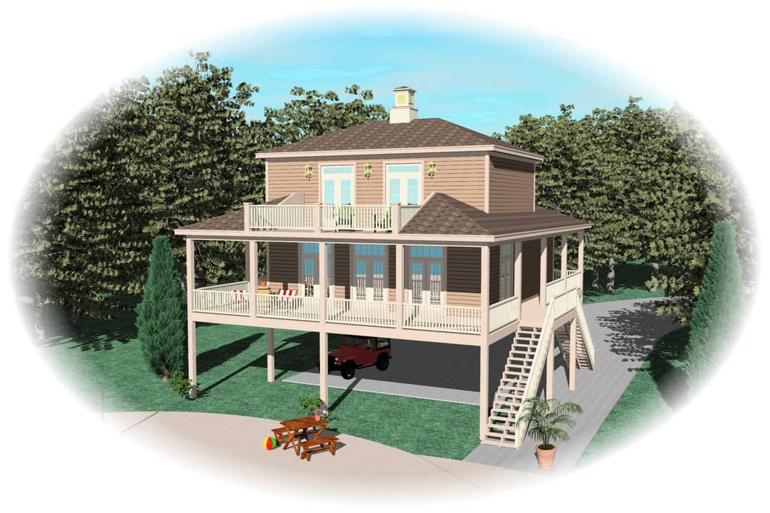 Elevated Coastal Home Plan - 3 Bed, 2.5 Bath, 1731 Sq Ft #170-1615